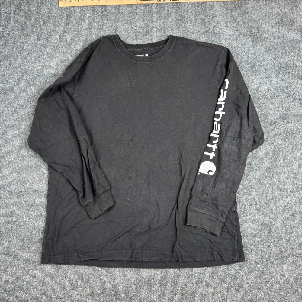 Carhartt Long Sleeve Shirt Mens XL Black Loose Fit Graphic Logo Cotton